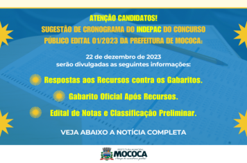 SUGESTÃO DE CRONOGRAMA PARA CONCURSO PÚBLICO EDITAL 01/2023 EM MOCOCA