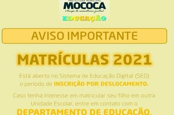 AVISO IMPORTANTE - MATRÍCULAS 2021
