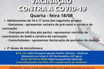  PREFEITURA DE MOCOCA VACINA ADOLESCENTES DE 16 E 17 ANOS COM COMORBIDADES, GESTANTES E PUERPERAS.