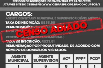 Comunicado em relação ao Censo Demográfico 2020.