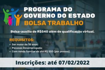 BOLSA TRABALHO ABRE INSCRIÇÕES- SERÃO 60 VAGAS EM MOCOCA