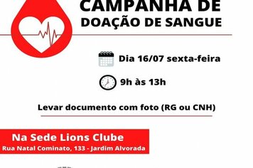 PREFEITURA E LIONS CLUBE LANÇAM CAMPANHA DE DOAÇÃO DE SANGUE EM MOCOCA.