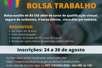  INSCRIÇÕES ABERTAS PARA O BOLSA-TRABALHO >>