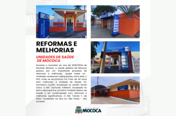 RETROSPECTIVA - REFORMAS E MELHORIAS REALIZADAS NAS UNIDADES DE SAÚDE DE MOCOCA