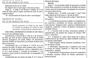 O documento que entra em vigor nesta terça-feira, dia 24 de Março e vai até dia 07 de Abril, realizado para evitar a possível contaminação ou propagação do Coronavírus, prevê que está suspenso o atendimento presencial para estabelecimentos comerciais que 