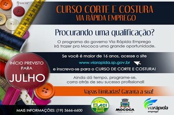 Curso Corte e Costura Via Rápida Emprego >>>  Procurando uma qualificação? Início neste mês!