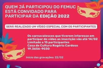 ÚLTIMO DIA DE INSCRIÇÕES FEMUC 2022