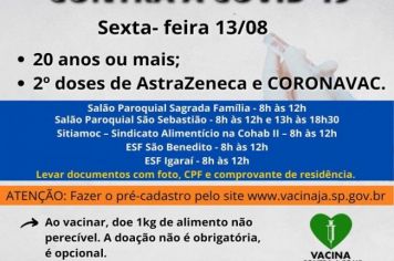 VACINAÇÃO CONTRA A COVID SEGUE AVANÇANDO EM MOCOCA – PESSOAS COM 20 ANOS SERÃO VACINADAS NESTA SEXTA.