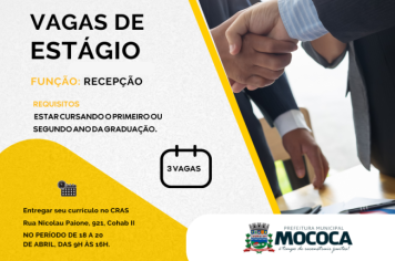 Prefeitura de Mococa oferece vagas de estágio na área de recepção
