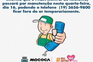 INFORMATIVO - Telefone da Prefeitura poderá ficar fora do ar por conta de manutenção da central telefônica