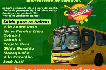 UTILIDADE PÚBLICA - Transporte Coletivo irá funcionar em horário diferenciado no carnaval