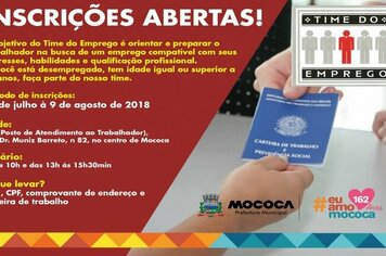 Time do Emprego com inscrições abertas do dia 30 de julho a 9 de agosto de 2018