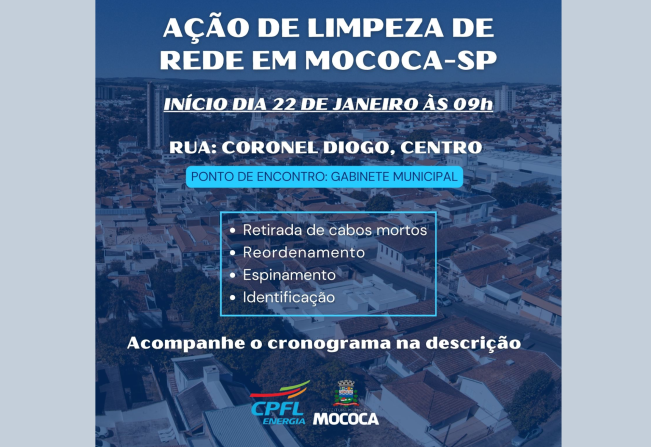 AÇÃO DE LIMPEZA DE REDE DA CPFL EM PARCERIA COM A PREFEITURA MUNICIPAL DE MOCOCA