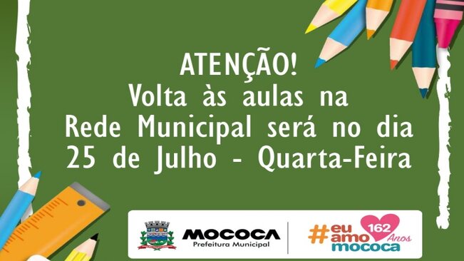 INFORMATIVO - Aulas da Rede Municipal de Ensino serão retomadas nesta quarta-feira, dia 25 de julho