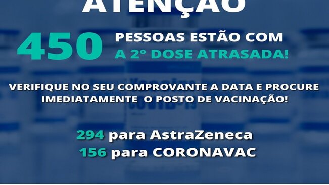 ATENÇÃO PARA A DATA DA SEGUNDA DOSE DA VACINA CONTRA A COVID-19 >>
