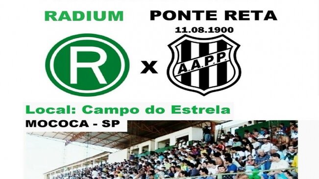 CONVITE - No domingo, dia 15, Radium enfrenta a Ponte Preta no campo do estrela