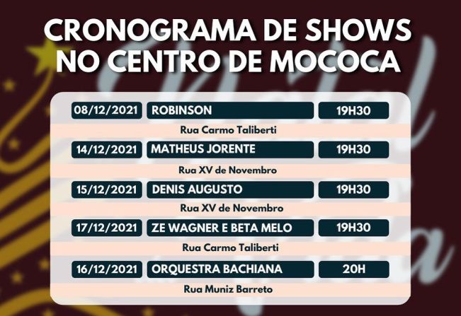 PREFEITURA REALIZARÁ SHOWS NO NATAL DA VIDA