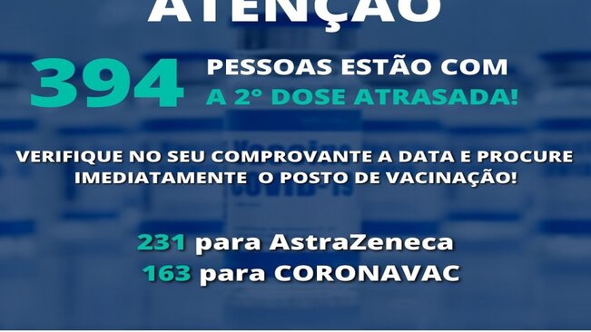 ATENÇÃO PARA A DATA DA SEGUNDA DOSE DA VACINA CONTRA A COVID-19 >>