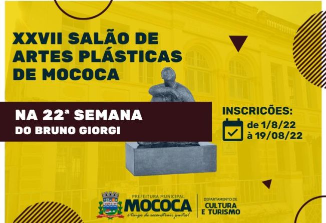 INSCRIÇÕES ABERTAS PARA O 27º SALÃO DE ARTES PLÁSTICAS EM MOCOCA 