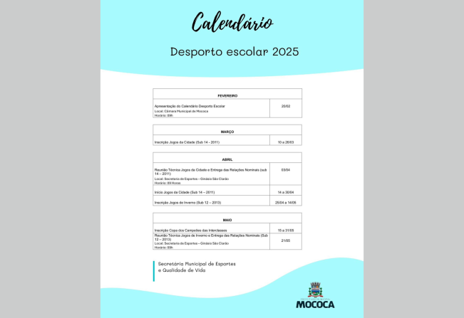 CALENDÁRIO DESPORTO ESCOLAR 2025