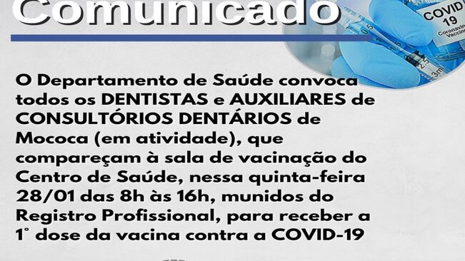 CHEGAM AS PRIMERAS DOSES DA VACINA ASTRAZENECA EM MOCOCA.