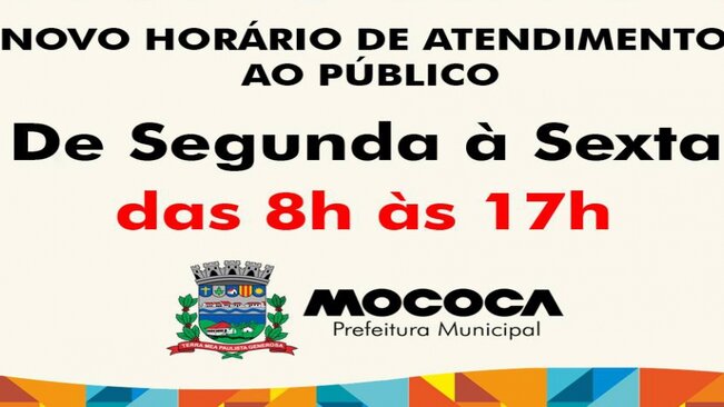 Expediente nas repartições públicas municipais de Mococa será das 8h às 17h