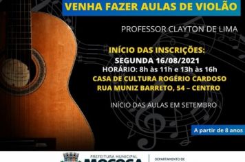  DEPARTAMENTO DE CULTURA E TURISMO OFERECE AULAS DE VIOLÃO.