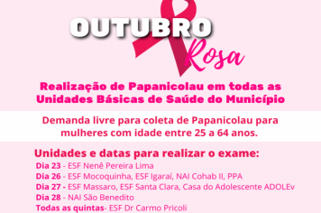 OUTUBRO ROSA -  EXAME PAPANICOLAU