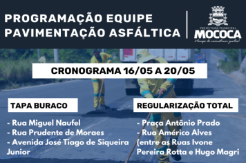 CRONOGRAMA DE PAVIMENTAÇÃO ASFÁLTICA EM MOCOCA