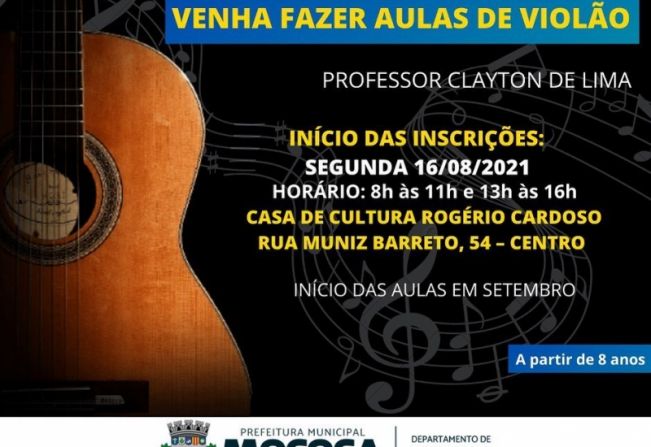 DEPARTAMENTO DE CULTURA E TURISMO OFERECE AULAS DE VIOLÃO.