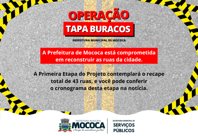 Mococa Inicia Operação Tapa Buracos para Recuperação de Ruas e Avenidas