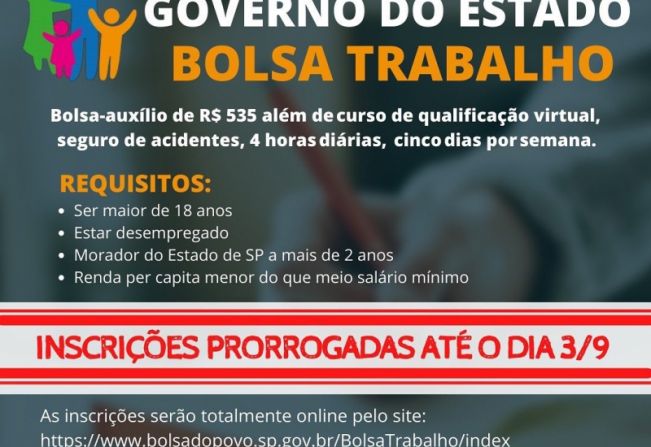  GOVERNO PRORROGA INSCRIÇÃO DO BOLSA-TRABALHO >>