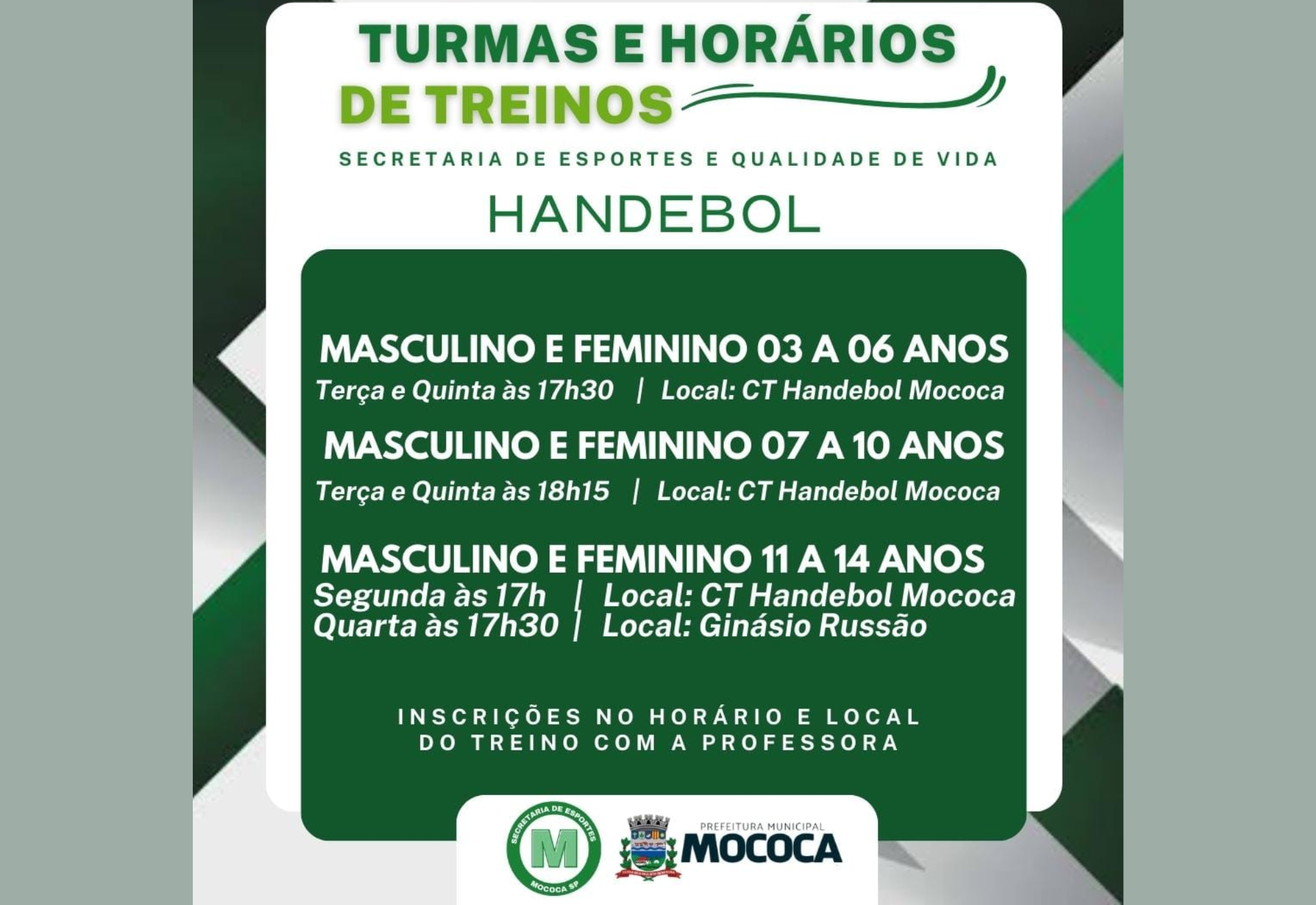ESCOLINHAS ESPORTIVAS - SECRETARIA DE ESPORTES E QUALIDADE DE VIDA