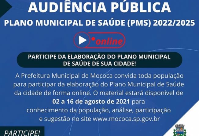 PARTICIPE DA ELABORAÇÃO DO PLANO MUNICIPAL DE SAÚDE DA SUA CIDADE!