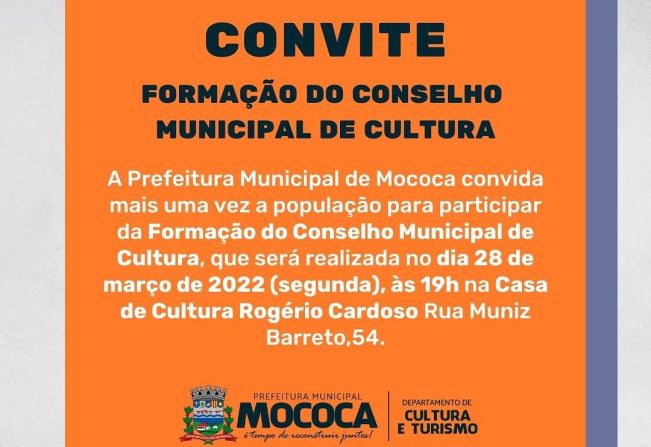 CONVITE – FORMAÇÃO DO CONSELHO MUNICIPAL DE CULTURA