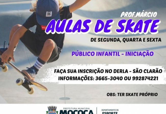  ATENÇÃO CRIANÇAS! PREFEITURA ABRE INSCRIÇÕES PARA AULAS DE SKATE EM MOCOCA >>