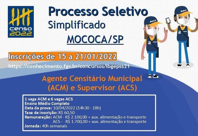 ÚLTIMOS DIAS PARA A INSCRIÇÃO DO PROCESSO SELETIVO DO IBGE