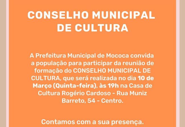 CONVITE – FORMAÇÃO DO CONSELHO MUNICIPAL DE CULTURA