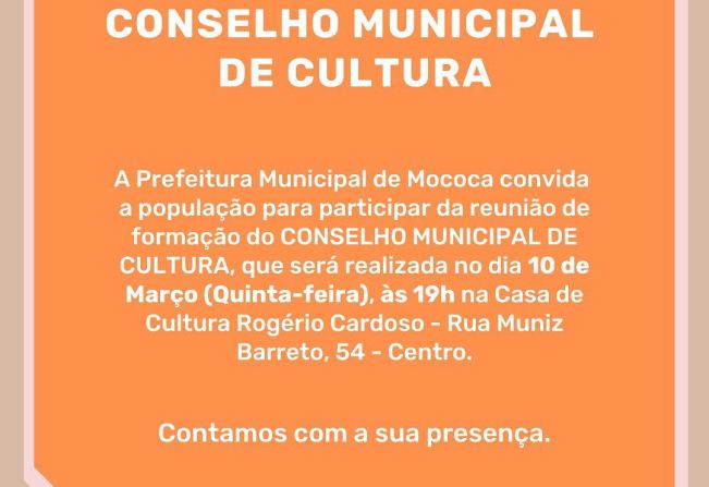CONVITE – FORMAÇÃO DO CONSELHO MUNICIPAL DE CULTURA