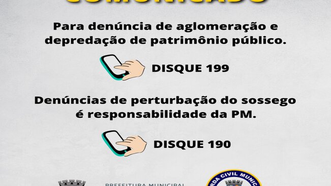 A Prefeitura Municipal de Mococa informa que devido à transferência do telefone 153 para o Centro de Monitoramento, o mesmo se encontra indisponível no momento. Para denúncia de aglomeração e depredação de patrimônio público disque 199.